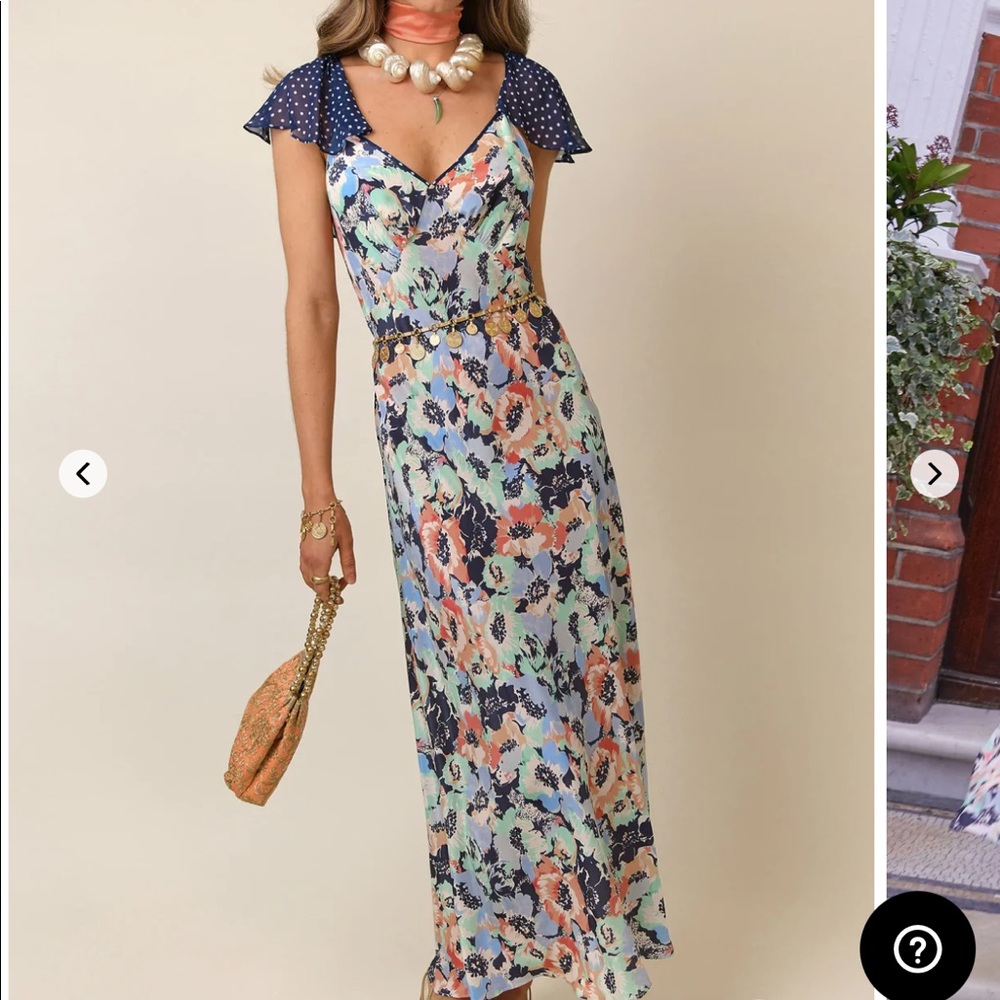 EFFIE - BLUSH POPPIES POLKA DOT MIX
Frill Sleeve Slip Dress size S